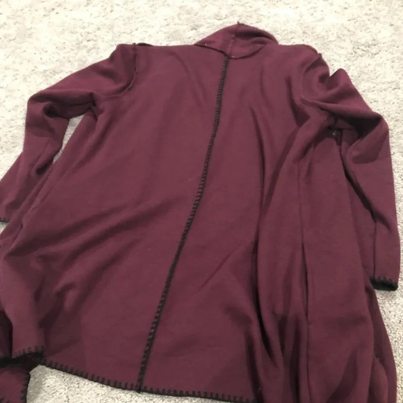 6 Soft Surroundings Red Cozy Carefree Jacket Fleece Lined Topper Cardigan Size M - Picture 6 of 10